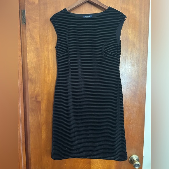 New Chaps Women's Striped Velvet Sleeveless Sheath Dress Black, Size 6 - Picture 3 of 9